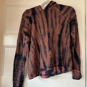 Sundry navy and rust tie dye hoodie